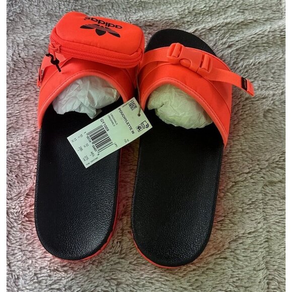 Adidas Pouchylette Slides Solar Red /Core Sz 9.5 Mens 11 Women’s New Gy1009 - Picture 10 of 12